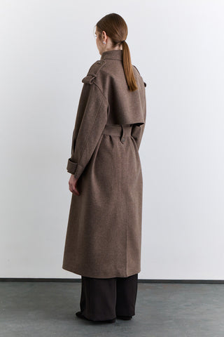 Double Breasted Wide Collar Coat Mink