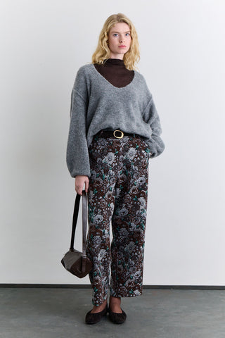 Jacquard Pattern Trousers Brown