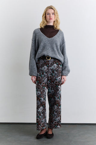 Jacquard Pattern Trousers Brown
