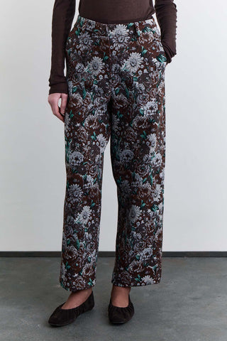 Jacquard Pattern Trousers Brown