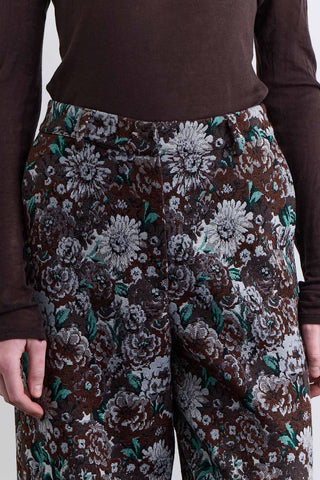 Jacquard Pattern Trousers Brown