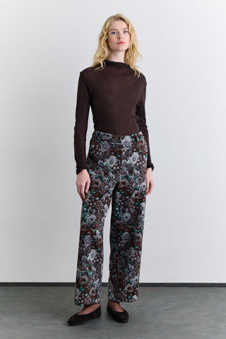 Jacquard Pattern Trousers Brown