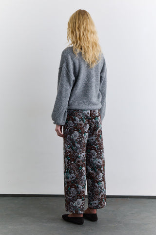 Jacquard Pattern Trousers Brown