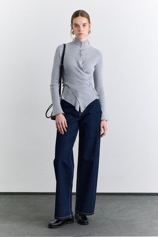 Cross Front Cardigan Grey