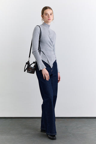 Cross Front Cardigan Grey