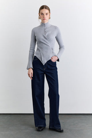 Cross Front Cardigan Grey