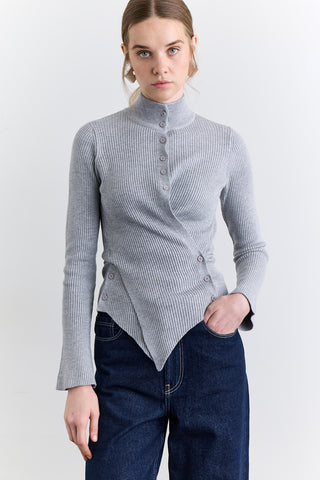 Cross Front Cardigan Grey