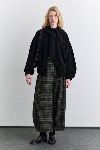 Checked Balloon Leg Trousers Green