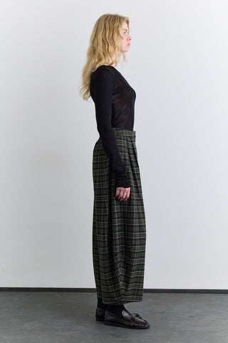 Checked Balloon Leg Trousers Green