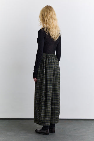 Checked Balloon Leg Trousers Green