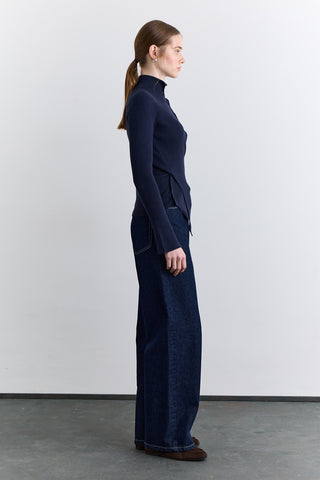 Cross Front Cardigan Navy Blue