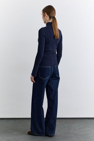 Cross Front Cardigan Navy Blue