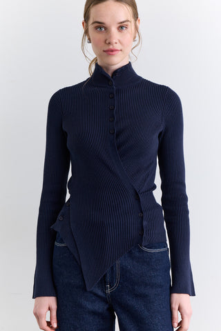Cross Front Cardigan Navy Blue