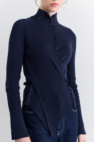 Cross Front Cardigan Navy Blue