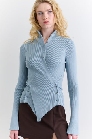 Cross Front Cardigan Blue
