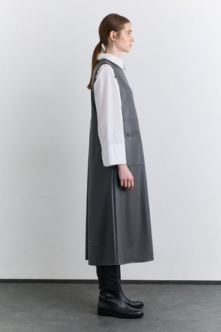 Leather Dress With Pocket Detail Grey