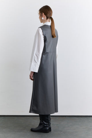 Leather Dress With Pocket Detail Grey