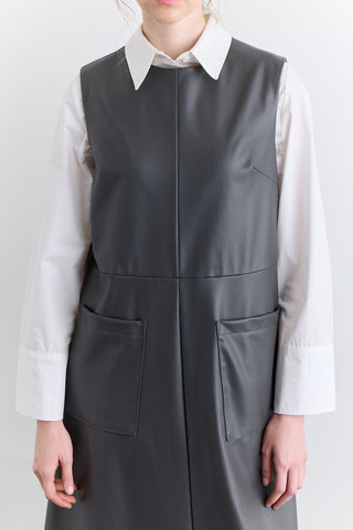 Leather Dress With Pocket Detail Grey