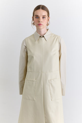 Leather Dress With Pocket Detail Vanilla