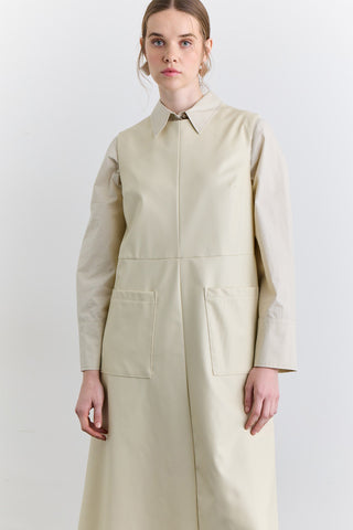 Leather Dress With Pocket Detail Vanilla