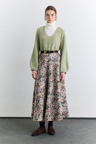 Jacquard Pattern Skirt Flower Print