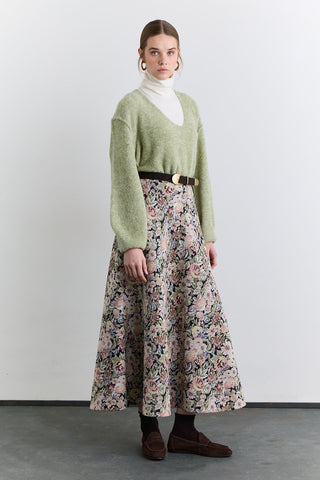 Jacquard Pattern Skirt Flower Print