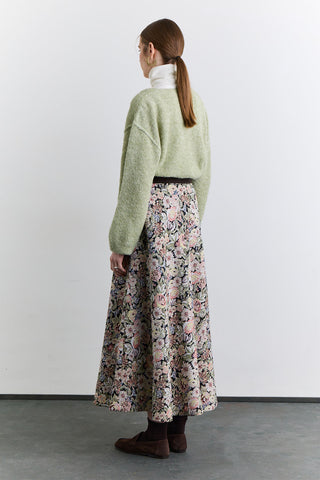 Jacquard Pattern Skirt Flower Print