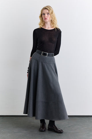 Structured Wide Skirt Grey