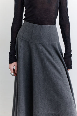 Structured Wide Skirt Grey