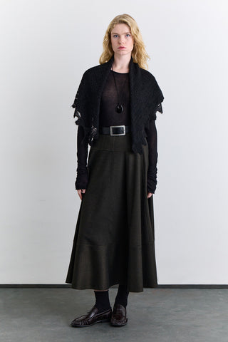 Structured Wide Skirt Khaki