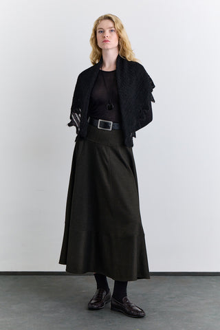 Structured Wide Skirt Khaki