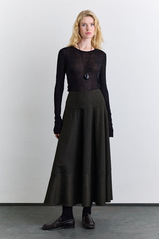 Structured Wide Skirt Khaki