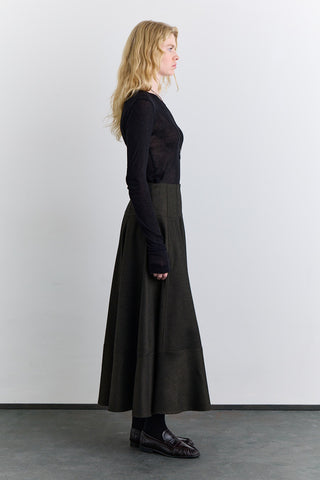 Structured Wide Skirt Khaki