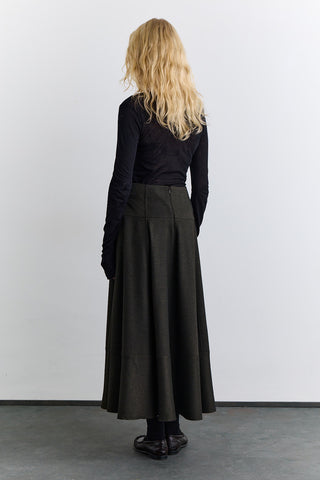 Structured Wide Skirt Khaki