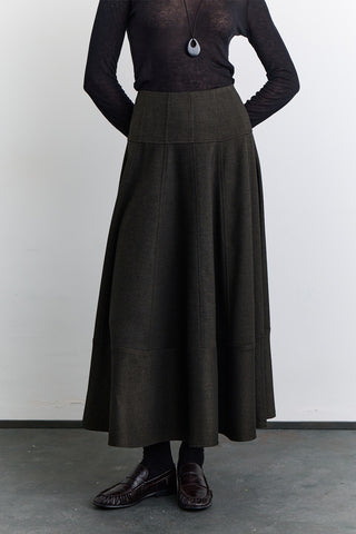 Structured Wide Skirt Khaki