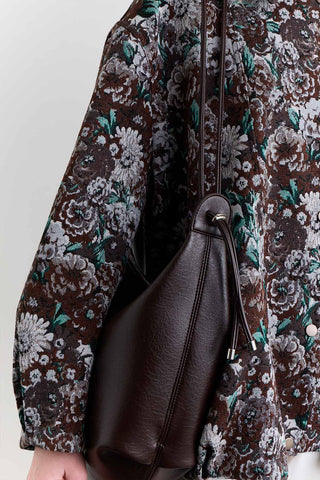 Knit Detail Tote Bag Dark Brown