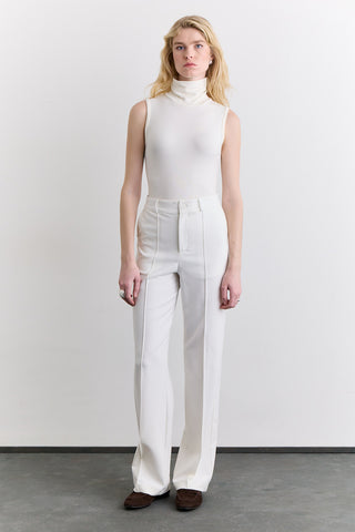 Stitch Detail Straight Trousers Ecru