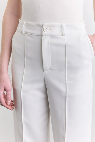 Stitch Detail Straight Trousers Ecru