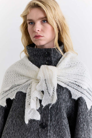 Open Knit Oversized Shawl Ecru