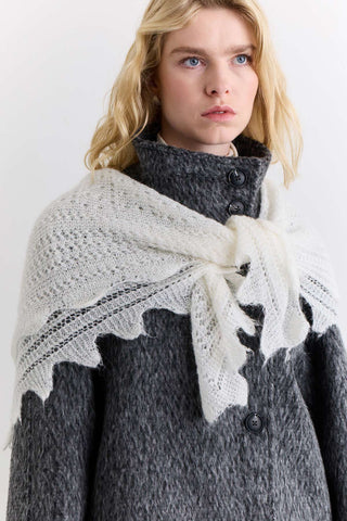 Open Knit Oversized Shawl Ecru