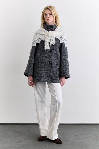 Open Knit Oversized Shawl Ecru