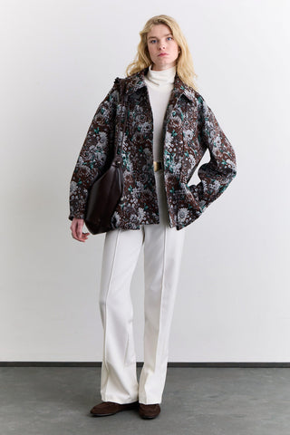 Jacquard Pattern Statement Jacket Brown