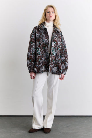 Jacquard Pattern Statement Jacket Brown