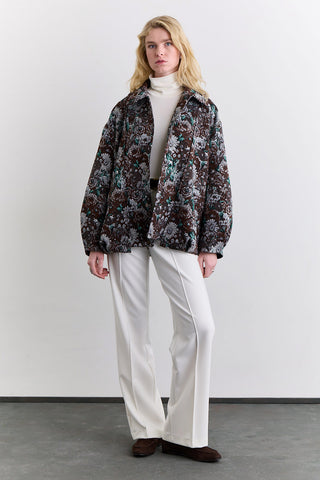 Jacquard Pattern Statement Jacket Brown