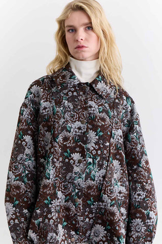 Jacquard Pattern Statement Jacket Brown