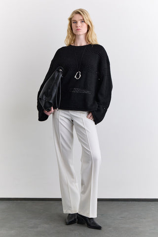 Open Knit Sweater Black