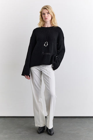 Open Knit Sweater Black