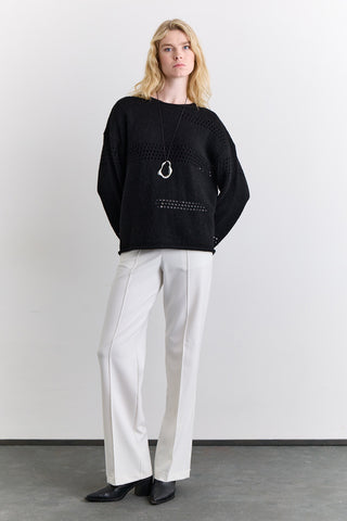 Open Knit Sweater Black