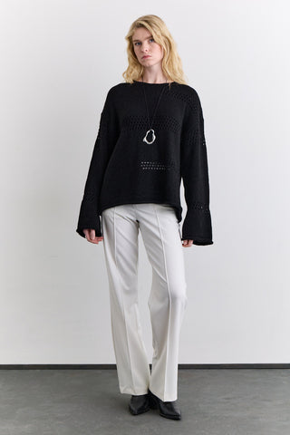 Open Knit Sweater Black