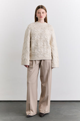 Pointelle Knit Sweater Ecru